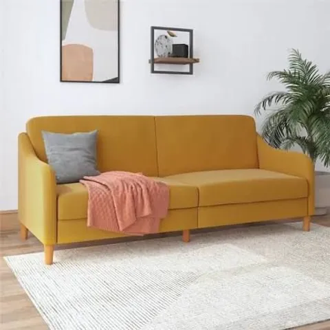 BOXED DOREL SOFA BED MUSTARD JASPER FUTON SOFABED