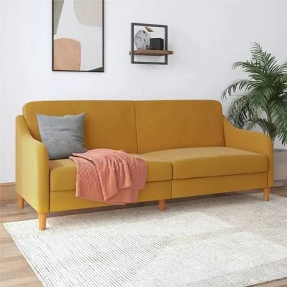 BOXED DOREL SOFA BED MUSTARD JASPER FUTON SOFABED