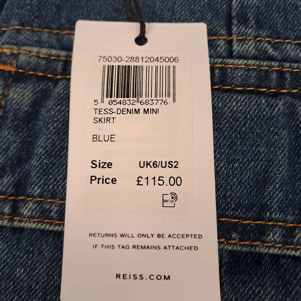 REISS TESS DENIM MINI SKIRT SIZE 6