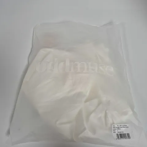 THE ULTIMATE MUSE SATIN STRAIGHT NECK MINI DRESS β WHITE, UK SIZE L (BRIDAL-03-L)