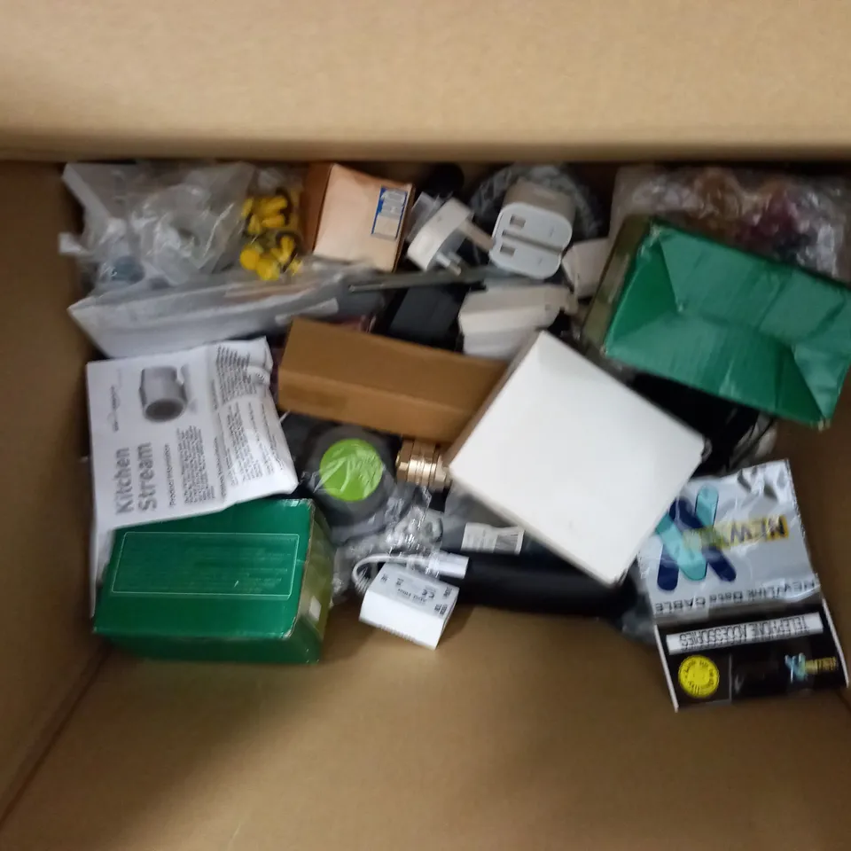 LOT OF ASSORTED HOUSEHOLD ITEMS TO INCLUDE BOXED CUPS, METAL MICHELIN SIGN, VARIOUS REMOTES AND REFEREE WHISTLE