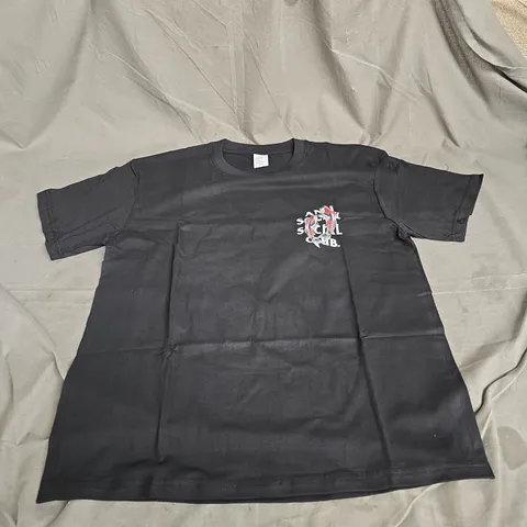 BLACK COTTON T-SHIRT WITH CHEST LOGO