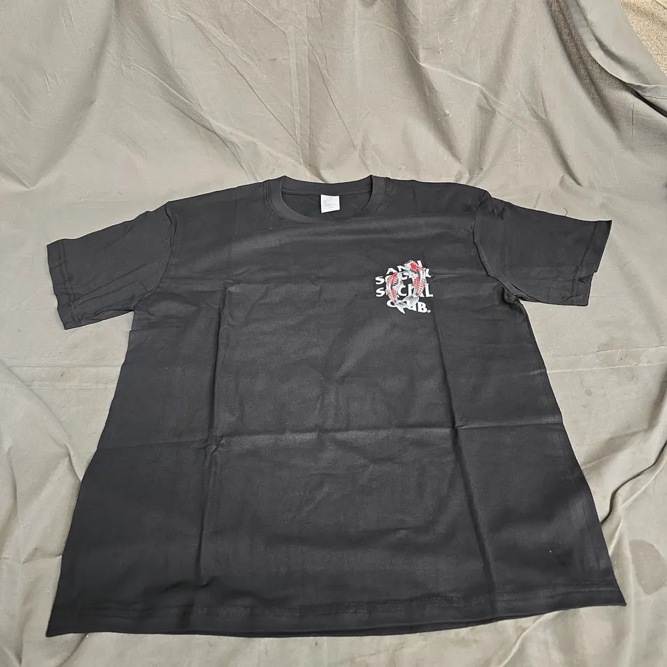 BLACK COTTON T-SHIRT WITH CHEST LOGO