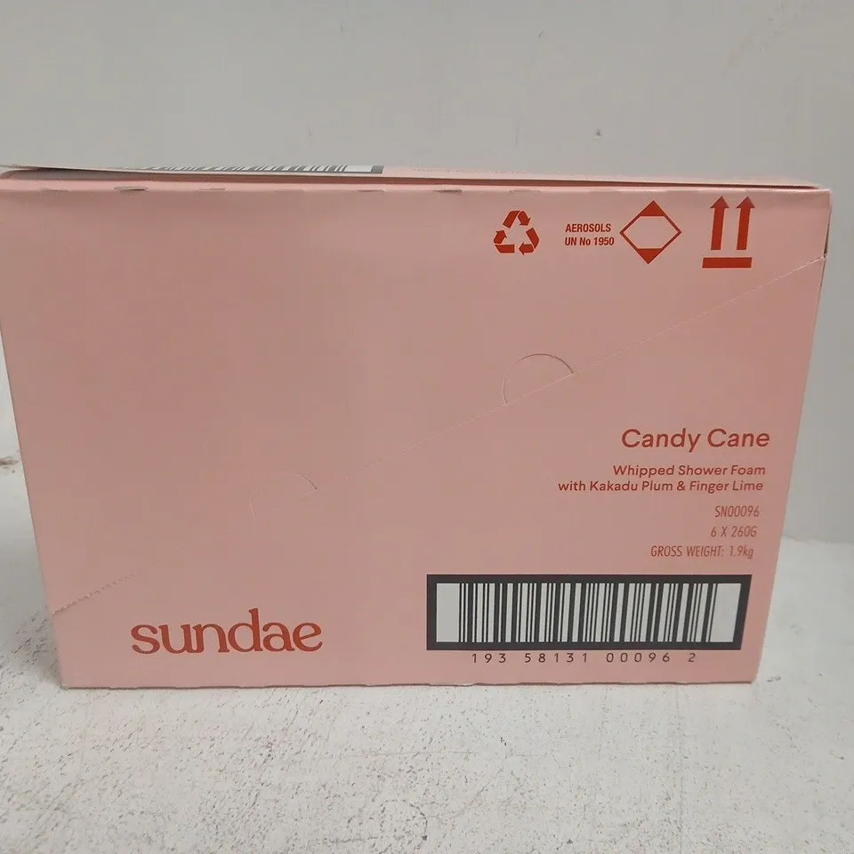 BOXED SUNDAE CANDY CANE WHIPPED SHOWER FOAM WITH KAKADU PLUM & FINGER LIME 6PC SET