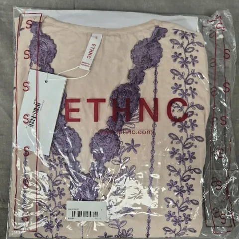 ETHNC SHALWAR KAMEEZ EMBROIDERED DRESS IN CREAM/PURPLE SIZE SMALL