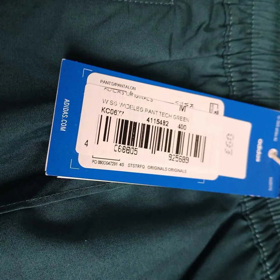ADIDAS ORIGINALS WOMEN’S TRACK PANTS – TEAL WITH PINK SIDE STRIPES SIZE M