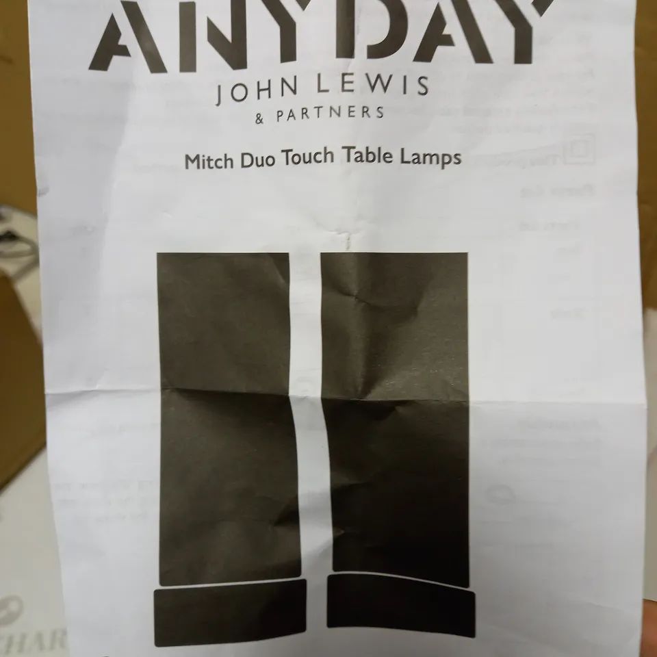 JOHN LEWIS ANYDAY MITCH DUO TOUCH TABLE LAMPS 