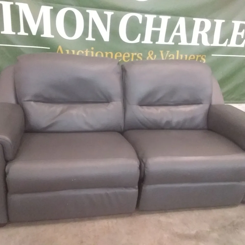 QUALITY DESIGNER AVOLA NEW ELECTRIC 3 SEATER RECLINER SOFA DARK GREY LEATHER