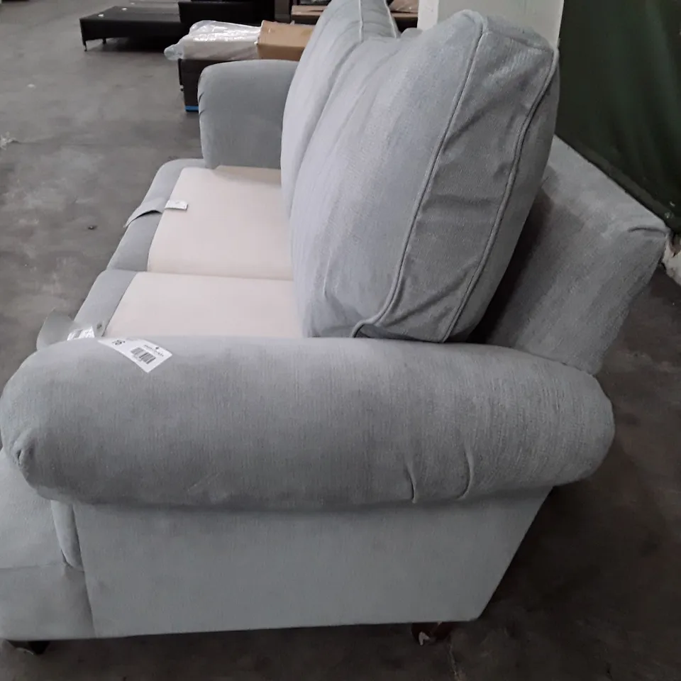 QUALITY DESIGNER BEAUMARIS 4 SEATER SOFA - PALE STEEL FABRIC