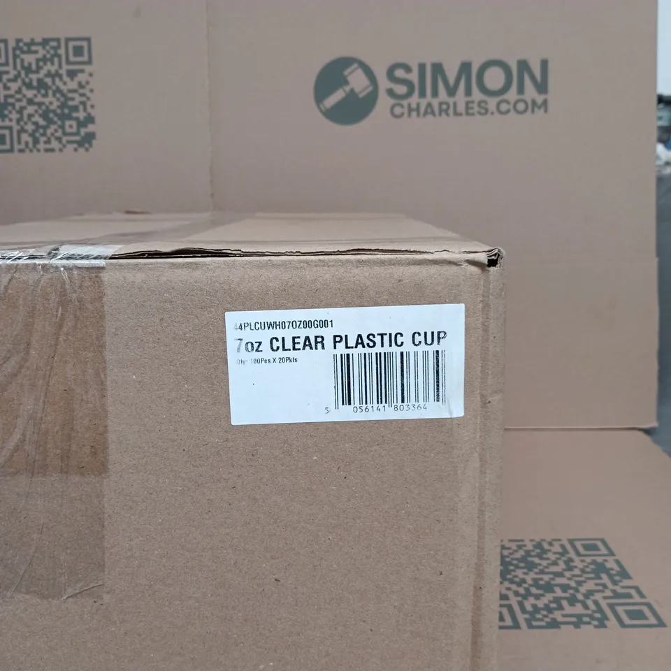 BOX OF APPROX 100 7OZ CLEAR PLASTIC CUPS