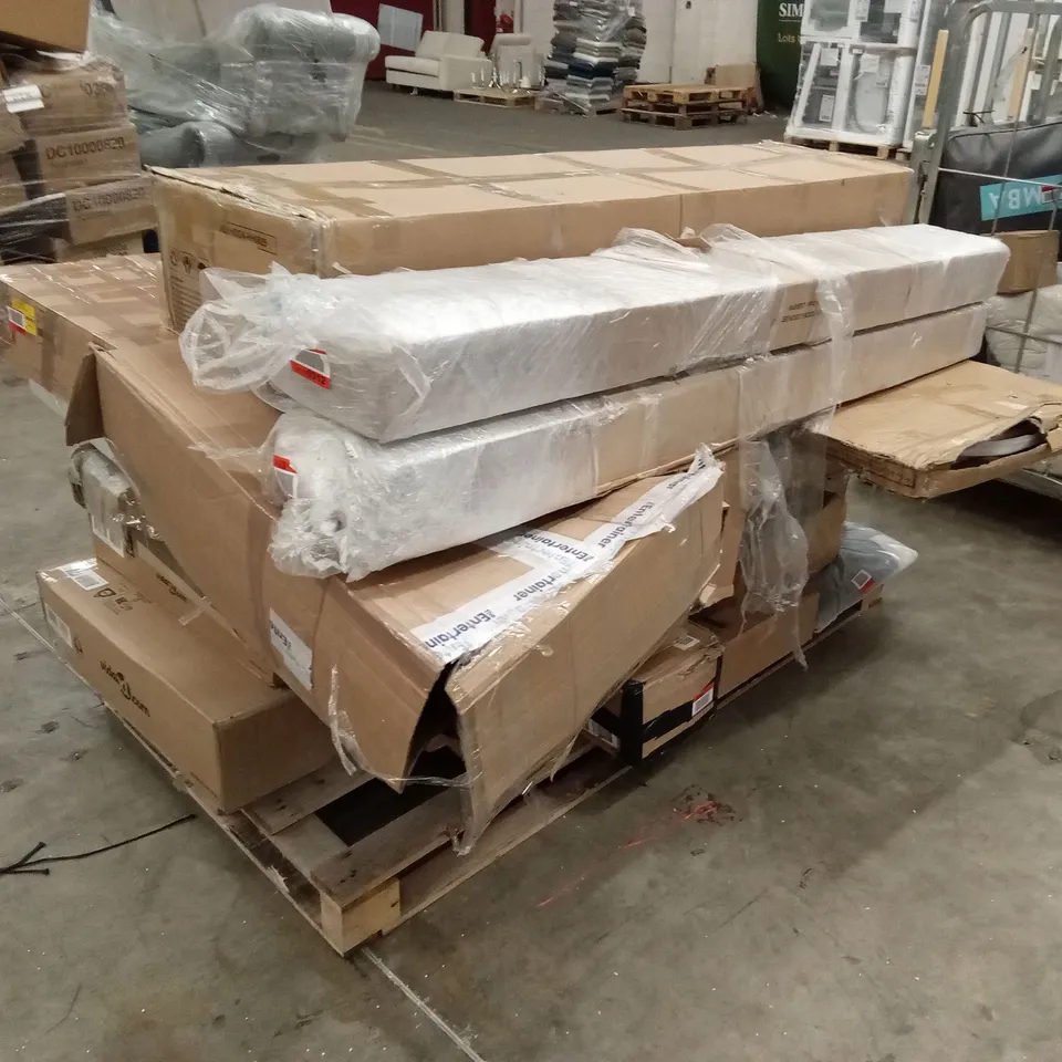 PALLET OF ASSORTED INCOMPLETE DESIGNER FURNITURE PARTS AND PIECES 