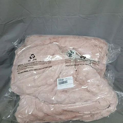 COZEE HOME FAMILY SIZED FAUX FUR & VELVETSOFT HEATEDTHROW W/ 9 HEAT SETTINGS IN PINK