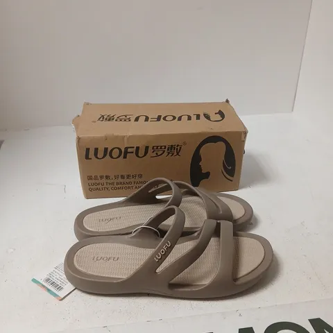 LUOFU WOMEN'S BEIGE SLIP-ON SANDALS - EUR 40