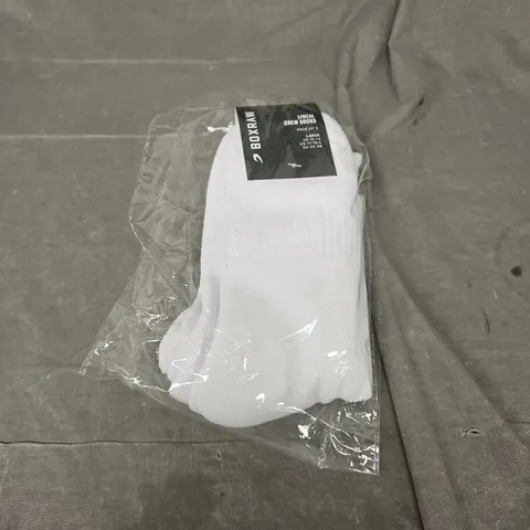 BOXRAW 3 PACK LINEAL CREW SOCKS IN WHITE SIZE L
