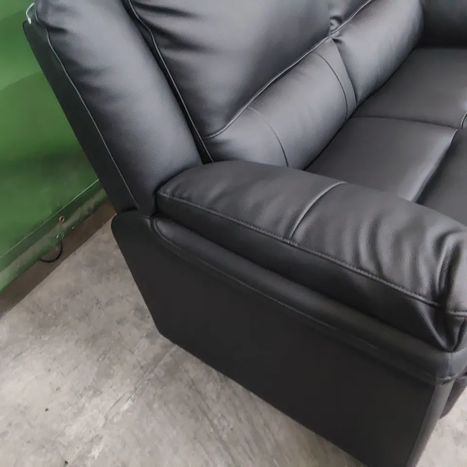 DESIGNER TWO SEATER SOFA BLACK FAUX LEATHER 