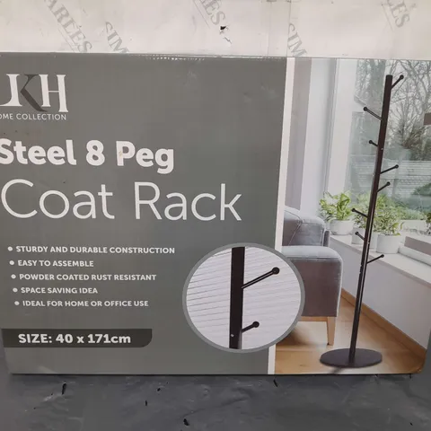 BOXED STEEL 8 PEG COAT RACK