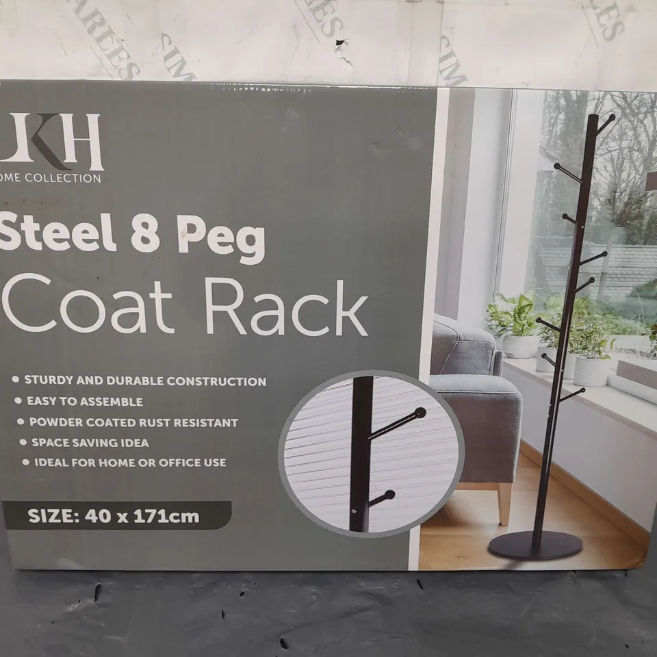 BOXED STEEL 8 PEG COAT RACK