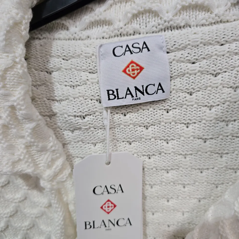 CASA BLANCA WHITE KNIT CARDIGAN – WOMEN’S TEXTURED BUTTON-FRONT