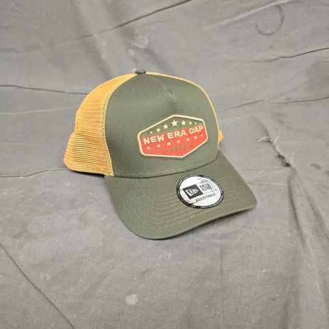 NEW ERA CAP COMPANY TRUCKER HAT – OLIVE GREEN FRONT, MUSTARD MESH – OSFM