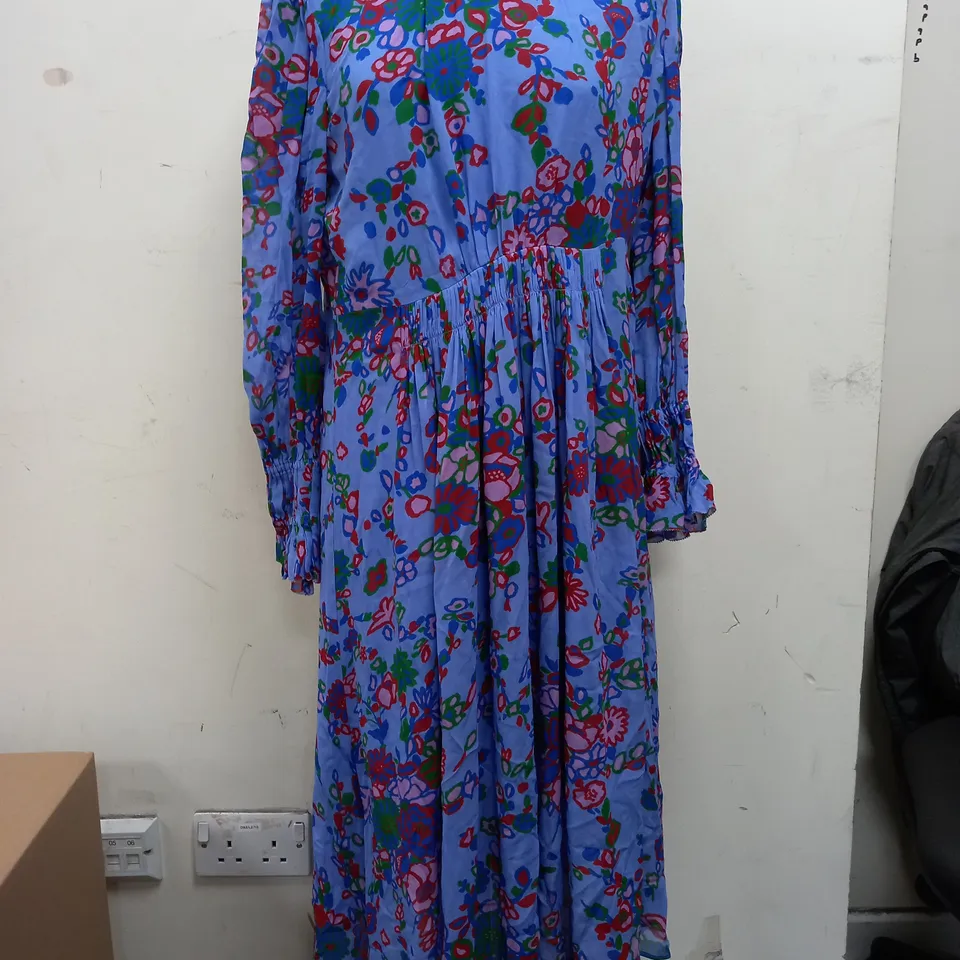 LK BENNET FLORAL DRESS IN BLUE - UK 10