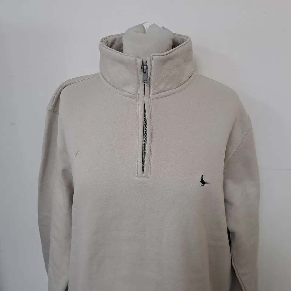 JACK WILLS 1/4 ZIP FLEECE IN BIEGE SIZE M