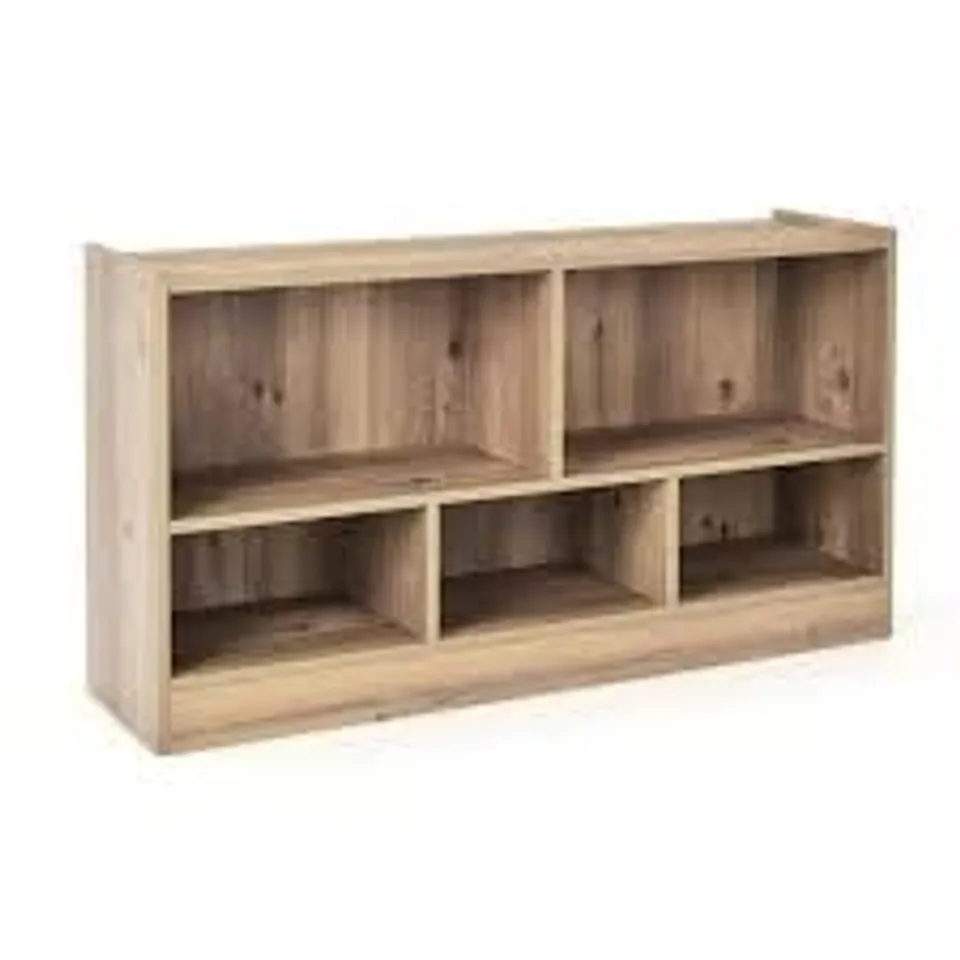 COSTWAY KIDS 2-SHELF BOOKCASE 5-CUBE WOOD TOY STORAGE CABINET