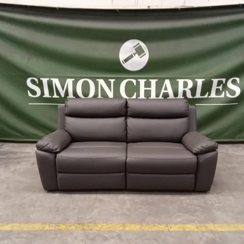 EDISON 3 SEATER LUXURY FAUX LEATHER MANUAL RECLINER SOFA - CHARCOAL