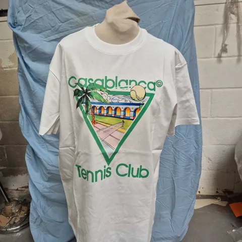 CASABLANCA TENNIS CLUB T-SHIRT – WHITE – UK M (M)