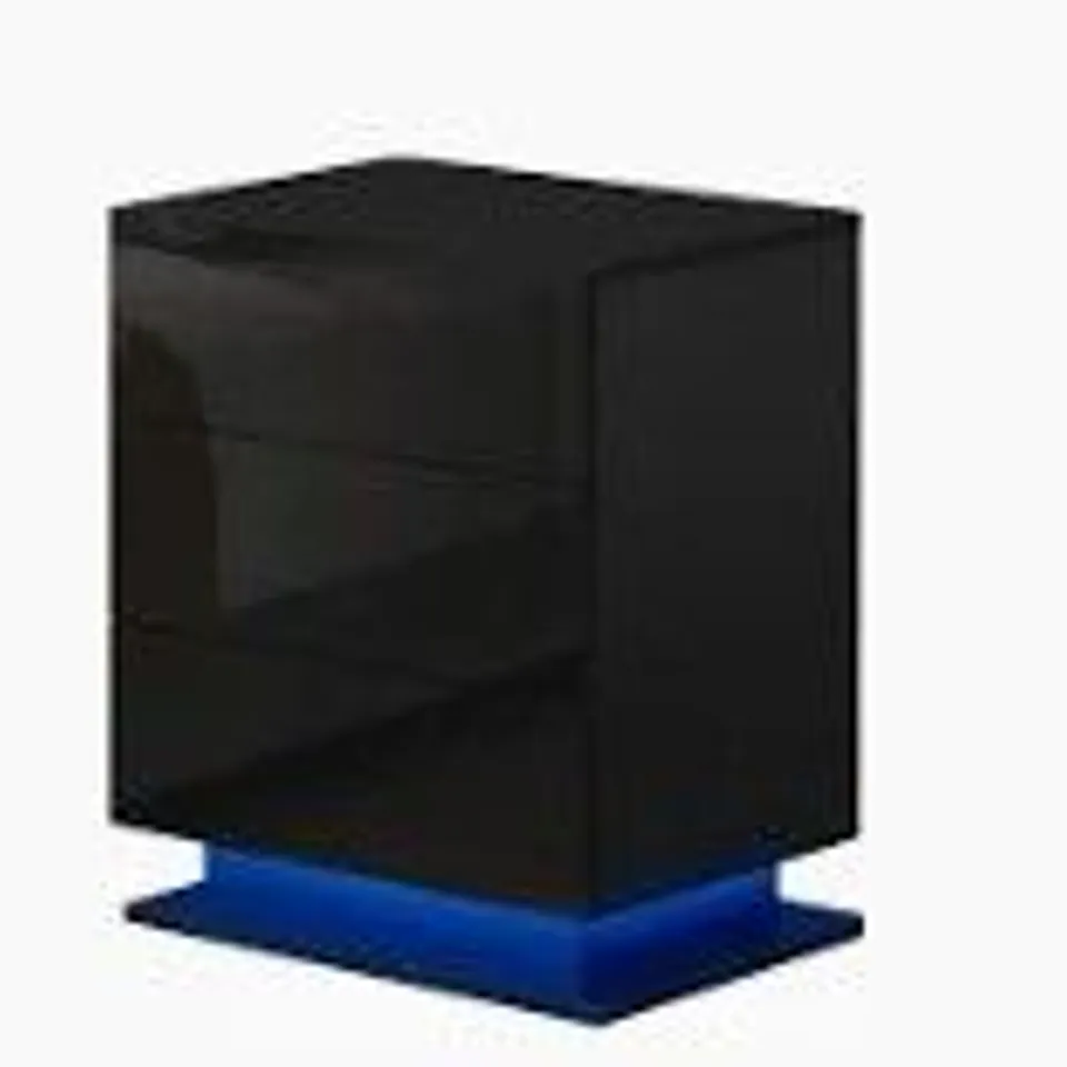 BOXED LED BLACK HIGH GLOSS CABINET WITH GLASS SIDE END TABLE WOOD STORAGE LIVING ROOM  (1 BOX)