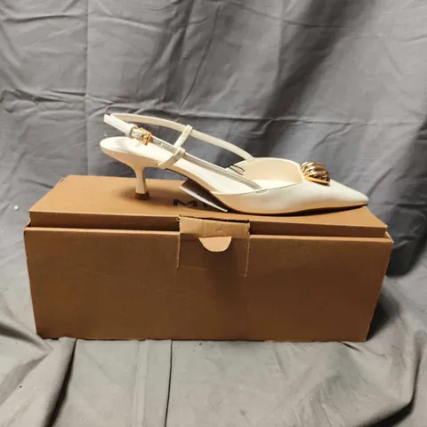 BOX PAIR OF MNG WHITE SLINGBACK HEELS - SIZE 37