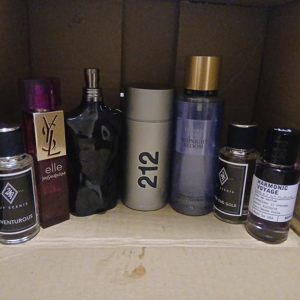 APPROXIMATELY 10 ASSORTED UNBOXED FRAGRANCES TO INCLUDE; YVES SAINT LAURENT, CAROLINA HERRERA, JEAN PAUL GAULTIER, NEXT AND HARMONIC VOYAGE