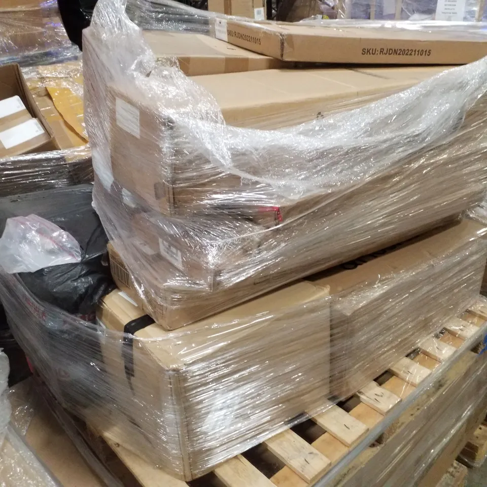 PALLET CONTAINING ASSORTED PRODUCTS INCLUDING FOLDING SHELF & DINING TABLE AND CHAIR SET