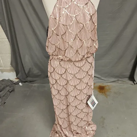 SORELLA VITA MERMAID SEQUIN OCCASION DRESS IN ROSE GOLD SIZE 14