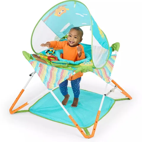 BRIGHT STARTS POP 'N JUMP PORTABLE ACTIVITY JUMPER, OWL FOREST