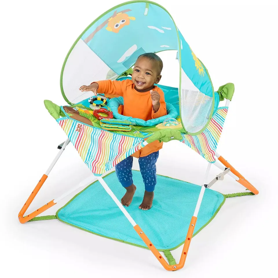 BRIGHT STARTS POP 'N JUMP PORTABLE ACTIVITY JUMPER, OWL FOREST