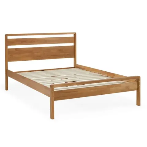BOXED SKANDI 4FT6 MID CENTURY BED - MID OAK (2 BOXES)