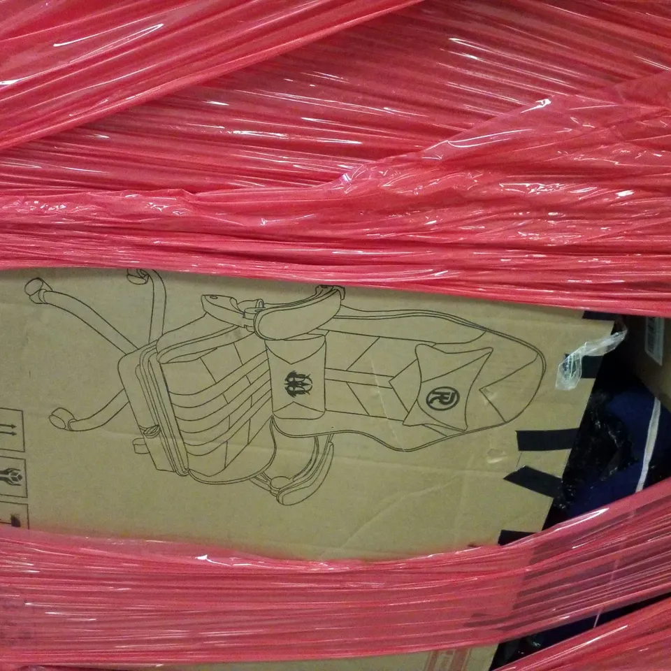 PALLET CONTAINING ASSORTED PRODUCTS INCLUDING ADJUSTABLE BASKETBALL STAND & OFFICE GAMING CHAIR