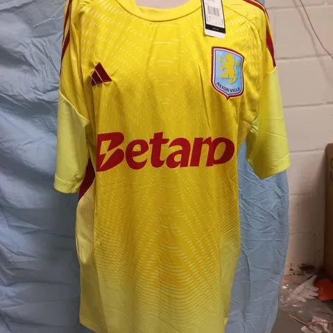 ADIDAS ASTON VILLA FOOTBALL JERSEY IN YELLOW SIZE LARGE