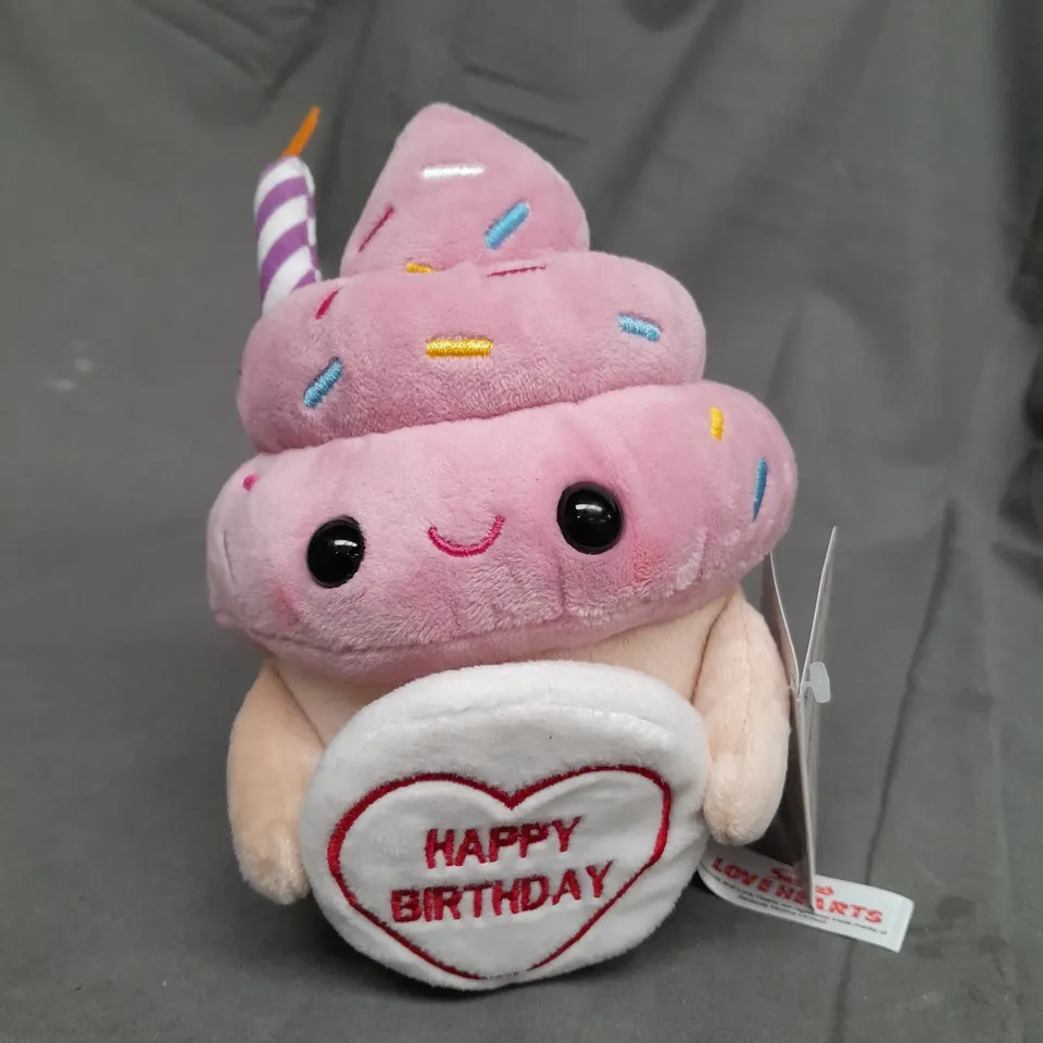 SWIZZELS LOVE HEARTS - HAPPY BIRTHDAY CUPCAKE PLUSH TEDDIE