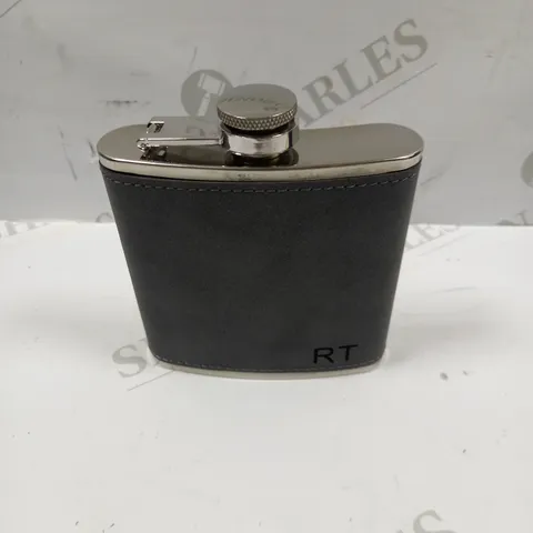 DESIGNER GREY FABRIC PERSONALISED HIP FLASK