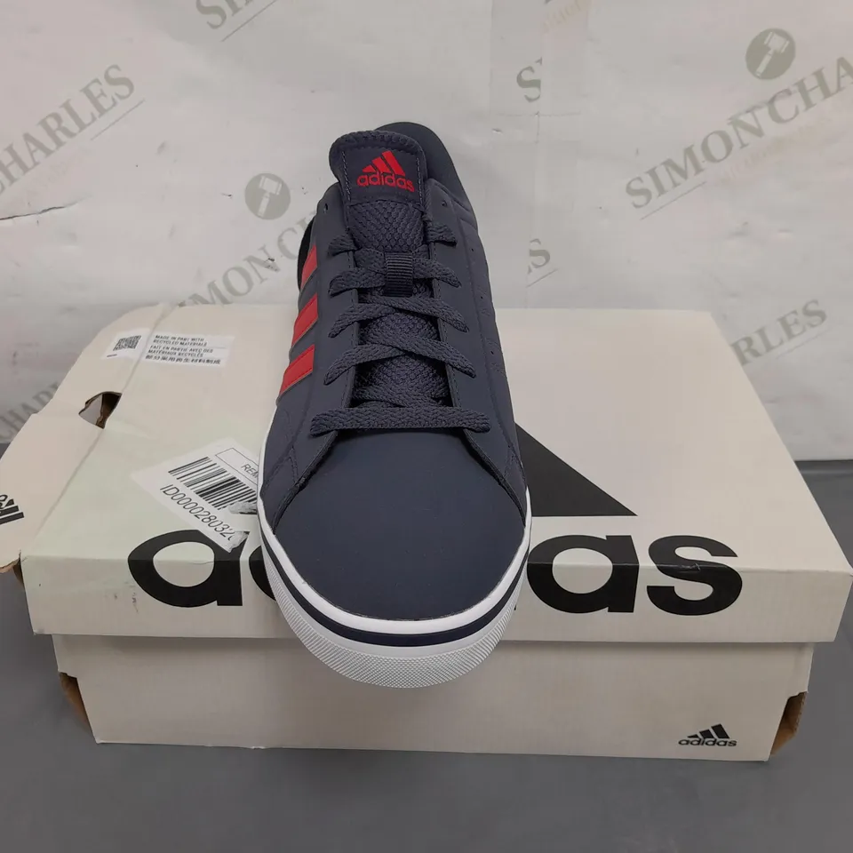 BOXED PAIR OF ADIDAS VS PACE 2.0 SHOES IN NAVY/RED UK SIZE 9