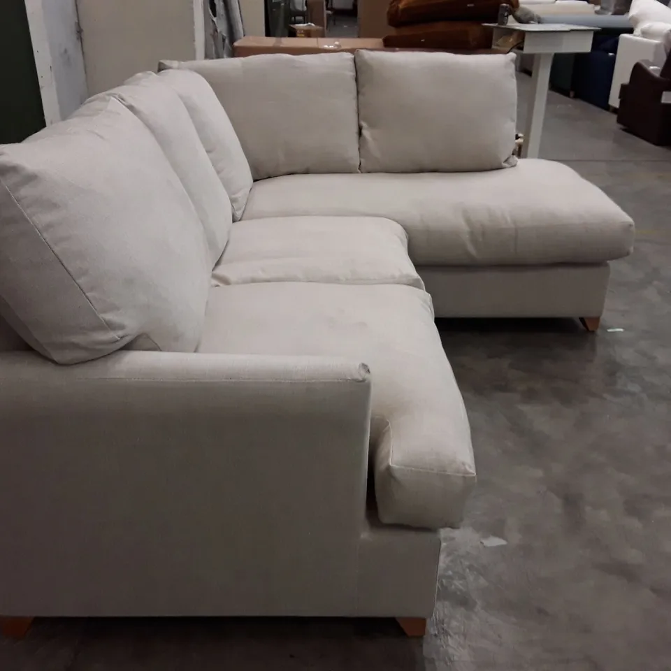 QUALITY DESIGNER THE ALDERTON CHAISE 4 SEATER SOFA - HEMP FABRIC 