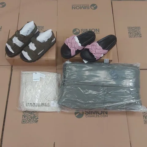 PALLET CONTAINING APPROXIMATELY 160x BRAND NEW ASSORTED DESIGNER CLOTHING ITEMS INCLUDING: SIMPLY BE SHOES, SIMPLY BE TROUSERS AND COATS ECT