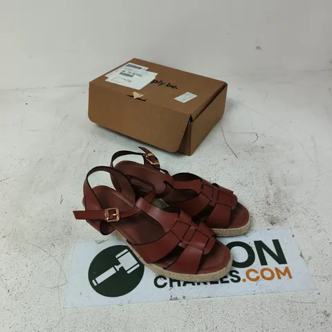 WOMEN'S BROWN LEATHER SANDALS WITH ESPADRILLE SOLE UK 8