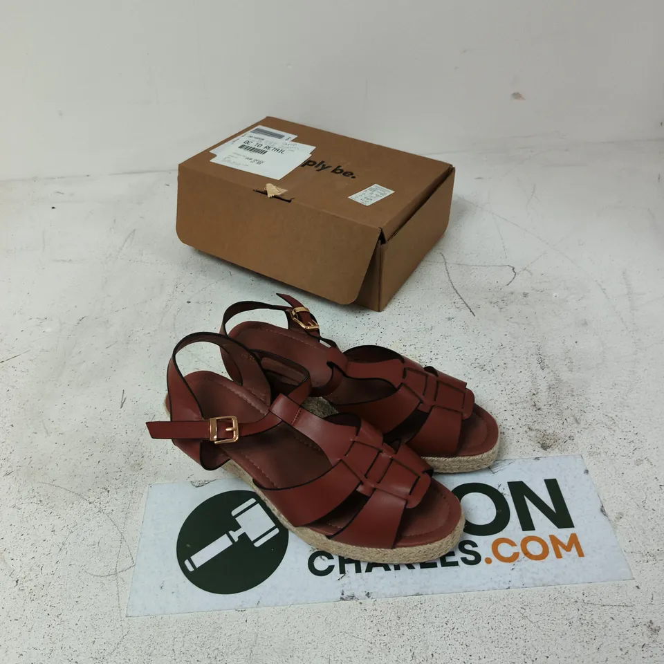 WOMEN'S BROWN LEATHER SANDALS WITH ESPADRILLE SOLE UK 8