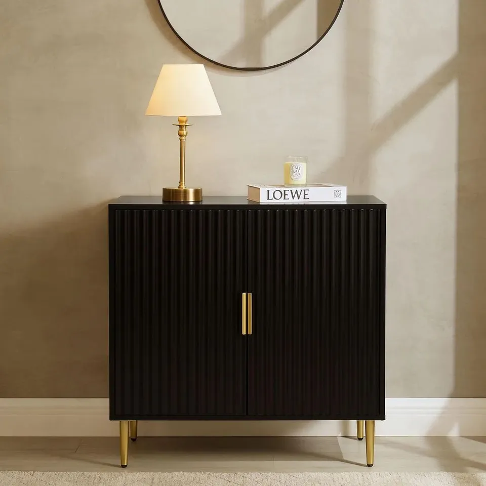 BOXED DUSK EVIE 2 DOOR SIDEBOARD - BLACK (1 BOX)