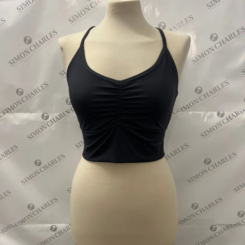 GYMSHARK ELEVATE LONGLINE SPORTS BRA IN BLACK SIZE M