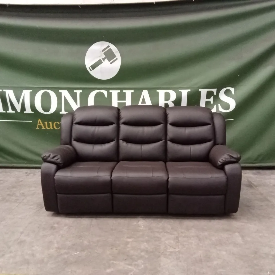 ROTHBURY LUXURY FAUX LEATHER HIGH BACK 3 SEATER MANUAL RECLINER SOFA - CHOCOLATE RRP £729