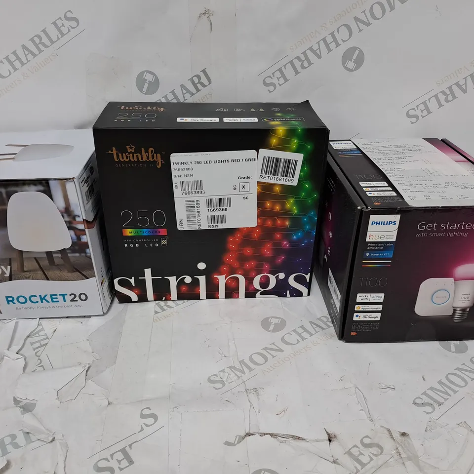 BOX OF ELECTRICAL ITEMS TOO INCLUDE LIGHTS , LAMPS AND LIGHT BULBS 