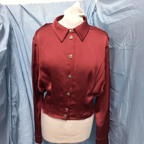 RIVER ISLAND STUDIO SATIN SHIRT-JACKET, RUST – UK 14 (EU 42)